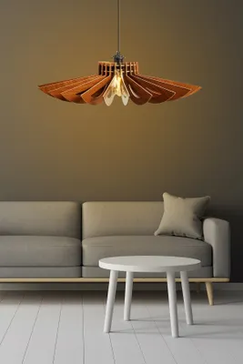 Image de Opviq, 156, lustre, noyer, MDF, 68 x 68 x 50 cm
