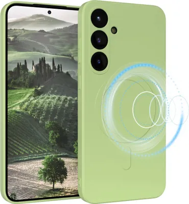 Produktbild von EAZY CASE - Silikonhülle magnetisch für Samsung Galaxy S25 Plus, Hülle Silikon, weich stoßfeste Magnet Handyhülle, Schutzhülle mit Kameraschutz, TPU Bumper in Grün