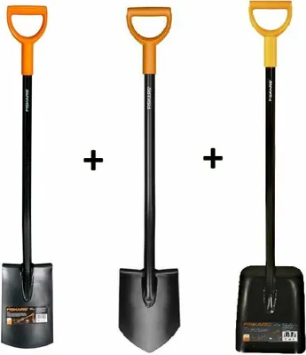 Produktbild von Fiskars 131413 SPATEN + Fiskars 131403 GARTENSPATEN + 132403 SCHAUFEL Solid Set