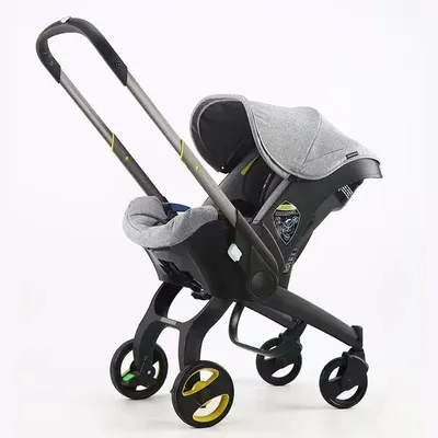 Image de Poussette 2-en-1 avec siège auto – Système de voyage pliable, léger et sûr pour les nouveau-nés