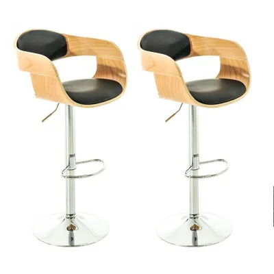 Produktbild von CLP 2er Set Barhocker Kingston Kunstleder drehbar mit Höhenverstellung | Farbe natur/schwarz