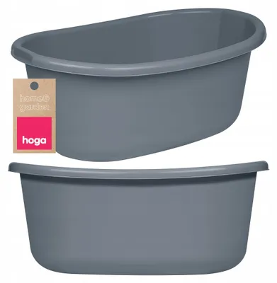 Produktbild von Hoga Ovale Plastikwanne mit Griffen 30L Dunkelgrau