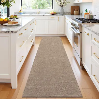 Obrázok produktu pre Protisklzová podložka pod koberec, 80 x 240 cm, hnedá a biela, jemná, mäkká a vhodná na pranie v práčke