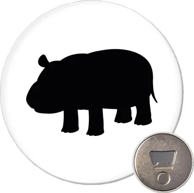 Produktbild von Huuraa Magnet Nilpferd Silhouette 59mm Kühlschrankmagnet rund Flaschenöffner Geschenkidee