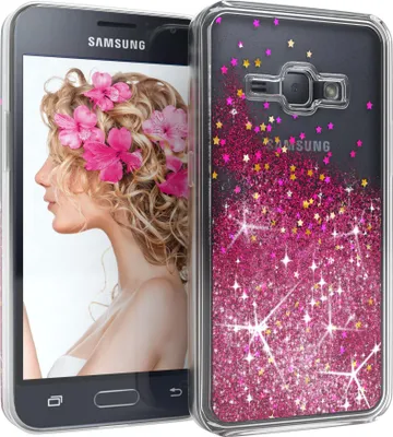 Produktbild von EAZY CASE - Glitzer Hülle kompatibel mit Samsung Galaxy J1 2016 Glitzer Schutzhülle, Soft Case, Backcover Transparent mit Motiv