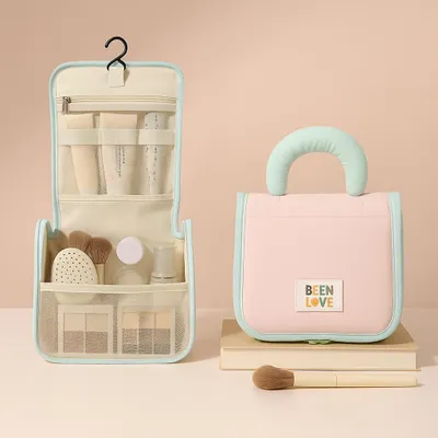 Produktbild von MEVYRA Reise-Kulturbeutel zum Aufhängen, Wand-Organizer mit Haken, (20,5 × 10 × 20 cm), Rosa