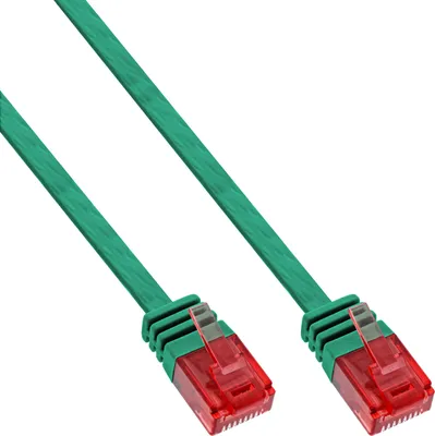 Produktbild von InLine Patchkabel flach, U/UTP, Cat.6, grün, 0,5m, 0,5 m, Cat6, U/UTP (UTP), RJ-45, RJ-45, Grün
