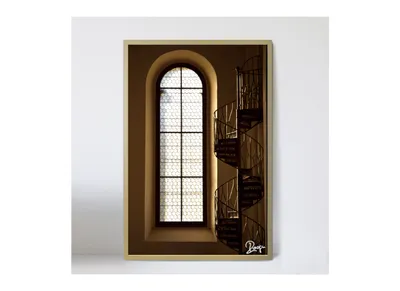 Produktbild von Goldene Treppen Holz Foto Bild 40x60cm Kunst Fotografie Wand Kanzel Kirche Deko