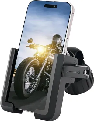Produktbild von Vibrationsfester Handyhalter für Motorrad und Fahrrad, universell, 360 Grad schwenkbar, abnehmbar, aus Aluminium, kompatibel mit Smartphones