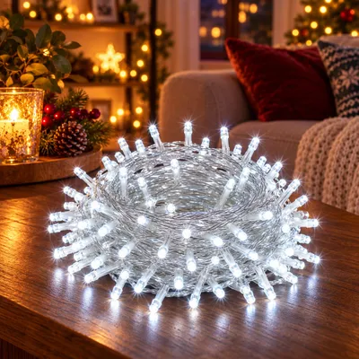 Produktbild von 20M 200LEDs 8 Modi Lichterkette Strom, Timer, Merkfunktion, LED Weihnachten Lichterkette Party Deko Licht Weihnachtsbaum Garten Beleuchtung, Weiß