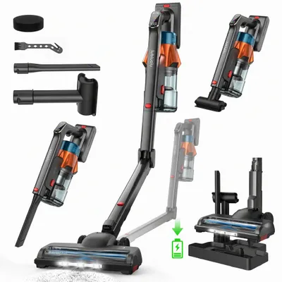 Produktbild von Lubluelu Akku-Staubsauger,55000PA/ 600W/60Min, Staubsauger Kabellos Mit Selbststehendes Design, Flexibles Biegegelenk, Anti-Tangle Bodenbürste,G30