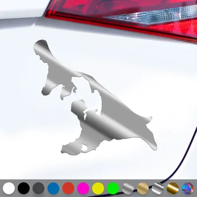 Produktbild von PantherPixel Usedom Aufkleber Insel Umriss Kontur Nordsee Sticker Auto Geschenkidee Farbe Chrom-Silber
