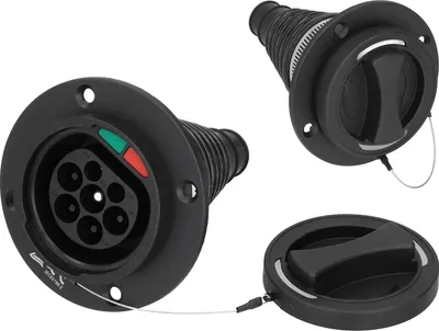 Obrázek produktu pro Zásuvka pro nabíjení elektromobilů typu 2, 16 A, jednofázová, IEC 62196-2, krytí IP54, adaptér nabíječky, tři 480 V