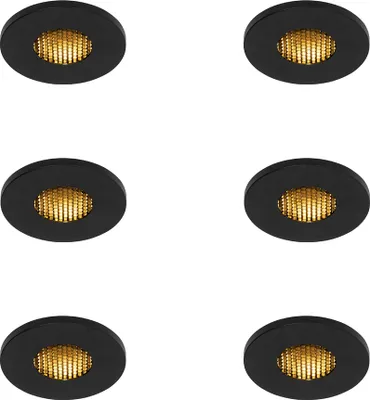 Produktbild von QAZQA - Set mit 6 modernen Bad I Badezimmer-Außen Einbaustrahlern schwarz IP54 - Shed Honey I Außenbeleuchtung - Aluminium - LED geeignet GU10