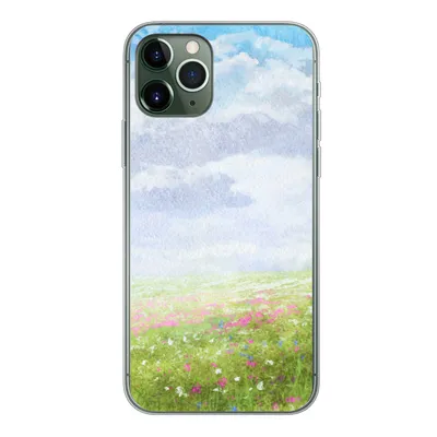 Produktbild von MuchoWow® Handyhülle Schutzhülle Hülle für iPhone 11 Pro Aquarell - Blumen - Landschaft Silikon Softcase Handy Hülle - Handy
