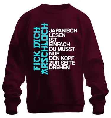 Obrázok produktu pre JAPANISCH LESEN IST EINFACH DU MUSST NUR Japan Geschenk Manga Uni mikina, bordová, 3XL