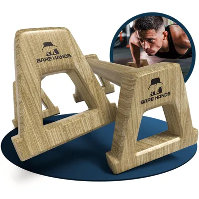 Produktbild von BARE HANDS Liegestützgriffe – 2x gelenksschonende & rutschfeste Holz Liegestützgriffe – Calisthenics Equipment für Indoor & Outdoor