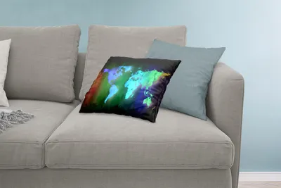 Produktbild von MuchoWow® Zierkissen Sofakissen Wohnzimmer Dekokissen 60x40 cm Weltkarte - Aquarell - Regenbogen - Kopfkissen - Polster mit Foto
