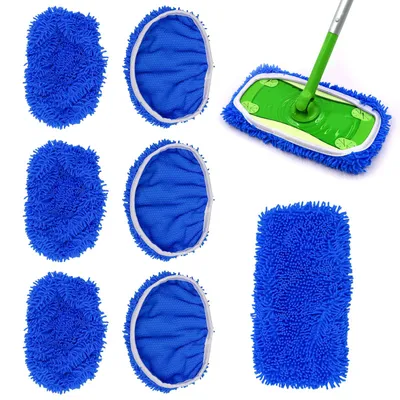 Bodenwischer-Tücher, 6 Stück, Mikrofaser, blau, 25,5x11,5 cm