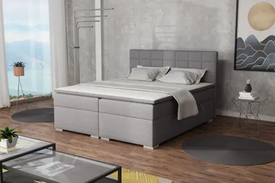 Produktbild von Boxspringbett Schlafzimmerbett FARUK 200x200cm Stoff Lux Hellgrau