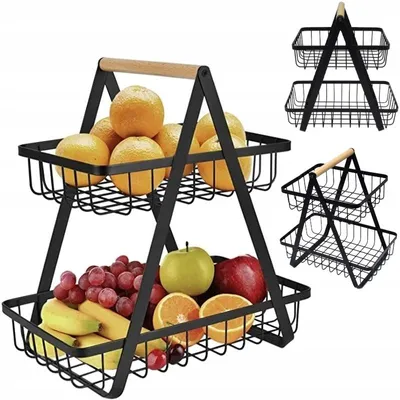 Produktbild von Brunbeste Obstkorb Etagere Metall 2 Ebenen Schwarz