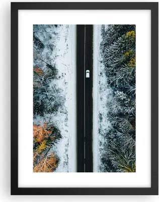 Produktbild von Gerahmtes Poster - Schwarzer Rahmen - Wald Weg Schnee - 30x40 cm - Wand Bild - Wanddeko - Wandbilder - Kunstposter - Wandposter - Bilderrahmen - Bilder - Kunstdruck - Wanddekoration - P2BPA30x40-4654
