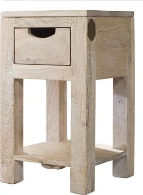 Image de MASSIVMOEBEL24 | Table d'appoint 29x29 Acacia blanchi Blanc NATURE WHITE #30