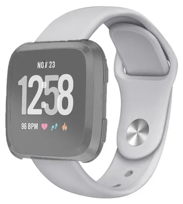 Produktbild von By Qubix passend für Fitbit Versa 1 / 2 & Lite Silikon Armband - Größe: Large - Grau