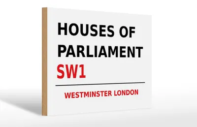 Produktbild von Holzschild London 30x20cm Houses of Parliament SW1