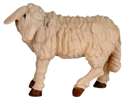 Schaf-Figur links gerichtet, handbemaltes Ahornholz, 10 cm