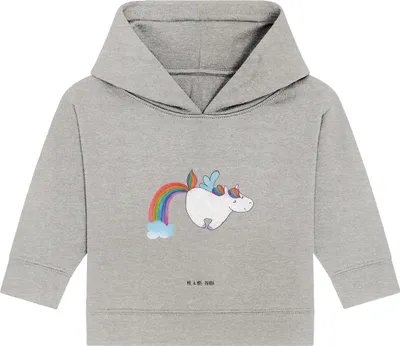 Produktbild von Mr. & Mrs. Panda Organic Baby Hoodie Einhorn Fliegendes Pferd 24. - 36. Monat - Heather Grey - Geschenk, Realität, Unicorn, Regenbogen, Glitzer, Kapuzensweatshirt