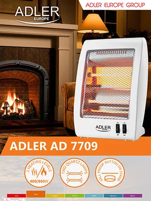 Produktbild von Heizstrahler Halogen infrarot Quarzheizstrahler 2 Heizstufen 400 und 800 Watt Kippschutzschalter
