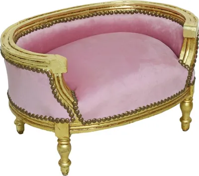 Produktbild von Casa Padrino Barock Hundebett & Katzenbett Rosa / Antik Gold - Handgefertigtes Hunde & Katzen Sofa im Barockstil - Barock Hunde & Katzen Möbel - Barock Tiermöbel