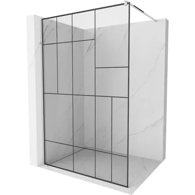 Obrázek produktu pro Mexen Kioto sprchová zástěna 130 x 200 cm, Průhledné/Černý vzor 8 mm, Chromovaná - 800-130-101-01-78