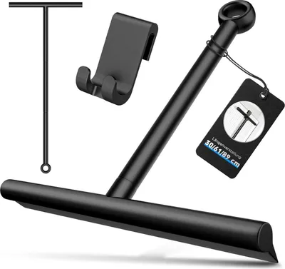 Image de Raclette de douche réglable Noir 30-61-89cm support miroir verre carrelage