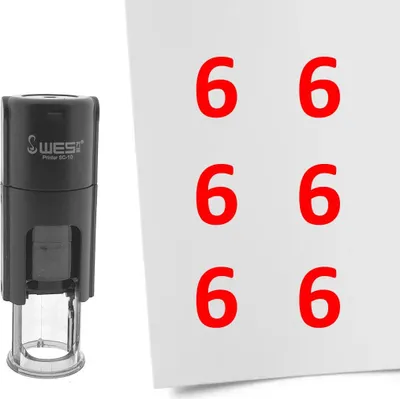 Immagine prodotto di Timbro CombiCraft numero 6 inchiostro rosso rotondo da 10 mm - per 1 pezzo