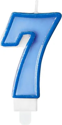 Produktbild von Geburtstagskerze Zahl 7, blau, 7cm