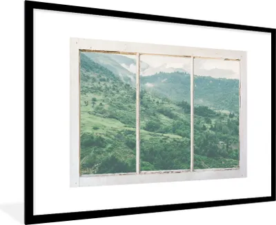 Produktbild von MuchoWow® MuchoWow® Gerahmtes Poster Aussicht - Landschaft - Grün 90x60 cm - Poster mit zchwarzem Bilderrahmen - Wanddekoration - Fotos