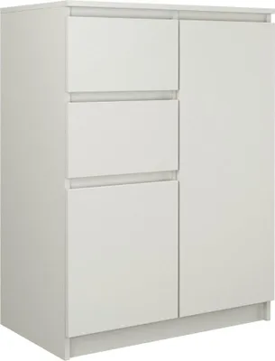 Obrázek produktu pro Moderní komoda 2D2S se 2 dvířky a 2 zásuvkami – bez úchytek, matně bílá | Barva: matně bílá