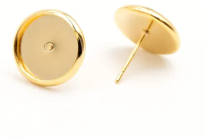 Produktbild von Vintageparts Ohrstecker mit 10 mm Fassung, 24K Goldbeschichtung, 2 Stück