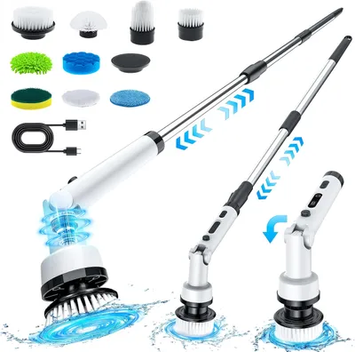 Produktbild von Elektrische Reinigungsbürste, Kabellos Akku-Reinigungsbürste mit 9 Bürstenköpfen, 3 Geschwindigkeiten einstellbar, Elektrische Spin Scrubber