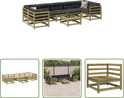 Produktbild von The Living Store 8-tlg. Garten-Sofagarnitur Kiefernholz Imprägniert
