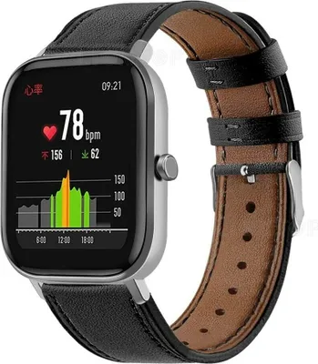 Produktbild von Strap-it Xiaomi Amazfit GTS Armband Leder (eng Schwarz)