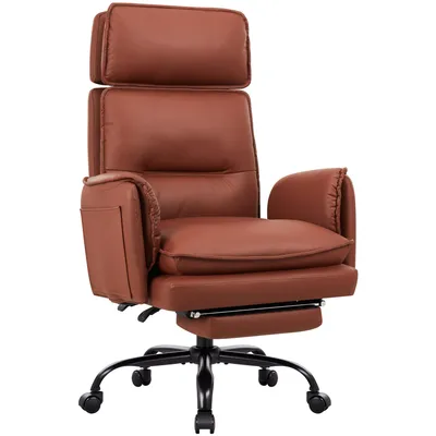 Produktbild von IWMH Bürostuhl, Schreibtischstuhl mit Armlehnen, Kunstleder Sofa mit Rollen, Höhenverstellbar Chefsessel - Braun