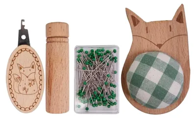 Produktbild von Kompaktes Nadelkissen mit Stiften und Nadelhalter im Fuchsdesign