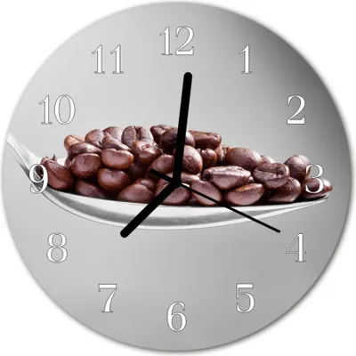 Produktbild von Glasuhr Wanduhr Küchenuhr Echt-Glas 30fi cm Löffel Kaffee braun