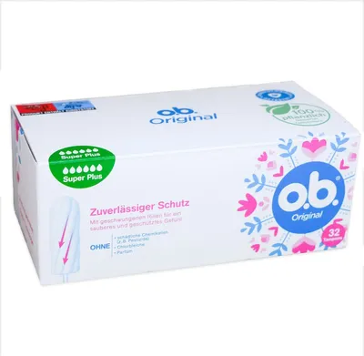 Produktbild von Tampons Super Plus mit geschwungenen Rillen 32er-Box O.B. Original