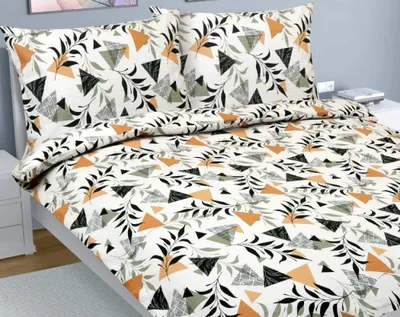 Produktbild von Krepp Leinen auf Doppeldecke - 1pc 180x200, 70x90 - Creme,Orange,Grau