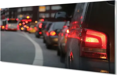 Produktbild von Glasbilder 140x70 Wandkunst Autos Kork Stadt Straßenbeleuchtung
