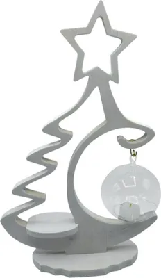 Produktbild von Teelichthalter Dekochristbaum mit Glaskugel Weiß BxHxT 30x45x10cm NEU